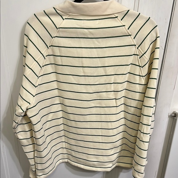 NWT Madewell Striped Cream and Green Long Sleeve Shirt M - Picture 4 of 4